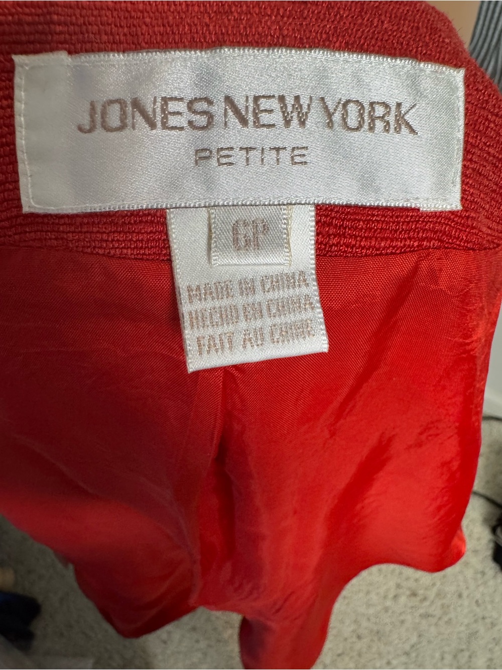 JONES NEW YORK Red Women's Tailored Blazer Jacket Size 6P - Picture 8 of 9